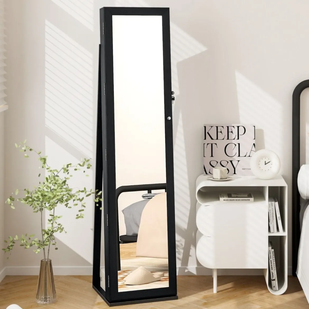 Schmuckschrank mit Ganzkörperspiegel & Integriertem Make-up Spiegel Spiegelschrank