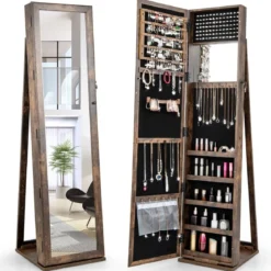 Schmuckschrank mit Ganzkörperspiegel & Integriertem Make-up Spiegel Spiegelschrank