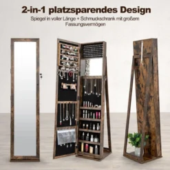 Schmuckschrank mit Ganzkörperspiegel & Integriertem Make-up Spiegel Spiegelschrank