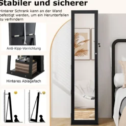Schmuckschrank mit Ganzkörperspiegel & Integriertem Make-up Spiegel Spiegelschrank