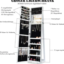 Schmuckschrank mit Ganzkörperspiegel & Integriertem Make-up Spiegel Spiegelschrank