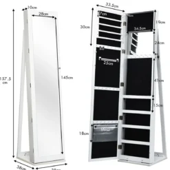 Schmuckschrank mit Ganzkörperspiegel & Integriertem Make-up Spiegel Spiegelschrank