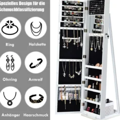 Schmuckschrank mit Ganzkörperspiegel & Integriertem Make-up Spiegel Spiegelschrank