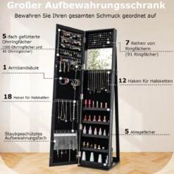 Schmuckschrank mit Ganzkörperspiegel & Integriertem Make-up Spiegel Spiegelschrank