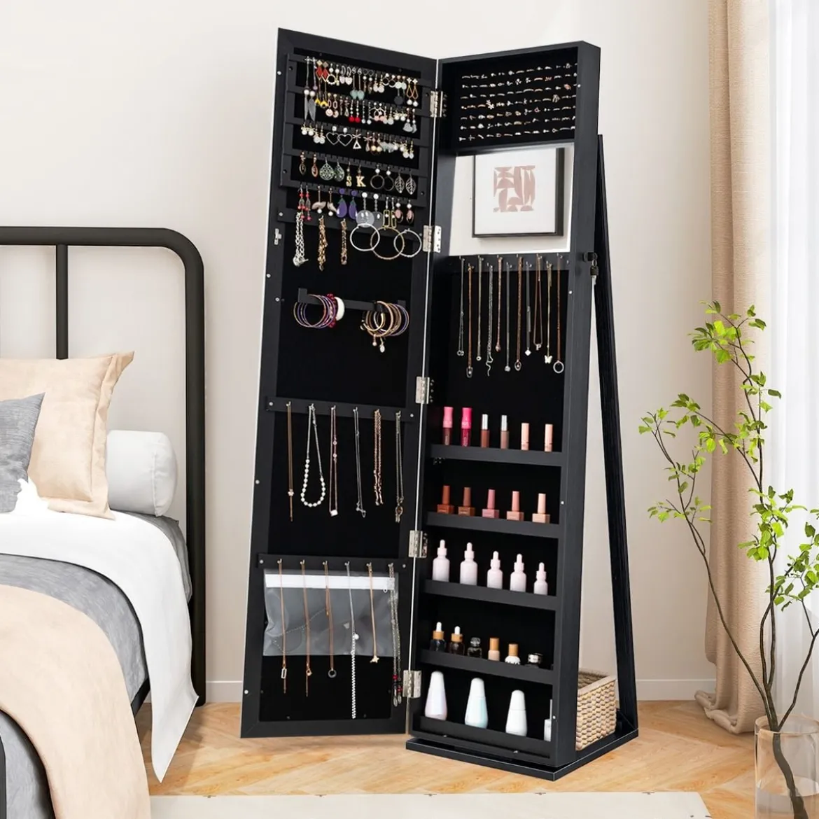 Schmuckschrank mit Ganzkörperspiegel & Integriertem Make-up Spiegel Spiegelschrank