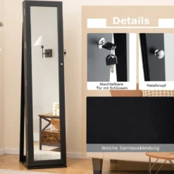 Schmuckschrank mit Ganzkörperspiegel & Integriertem Make-up Spiegel Spiegelschrank