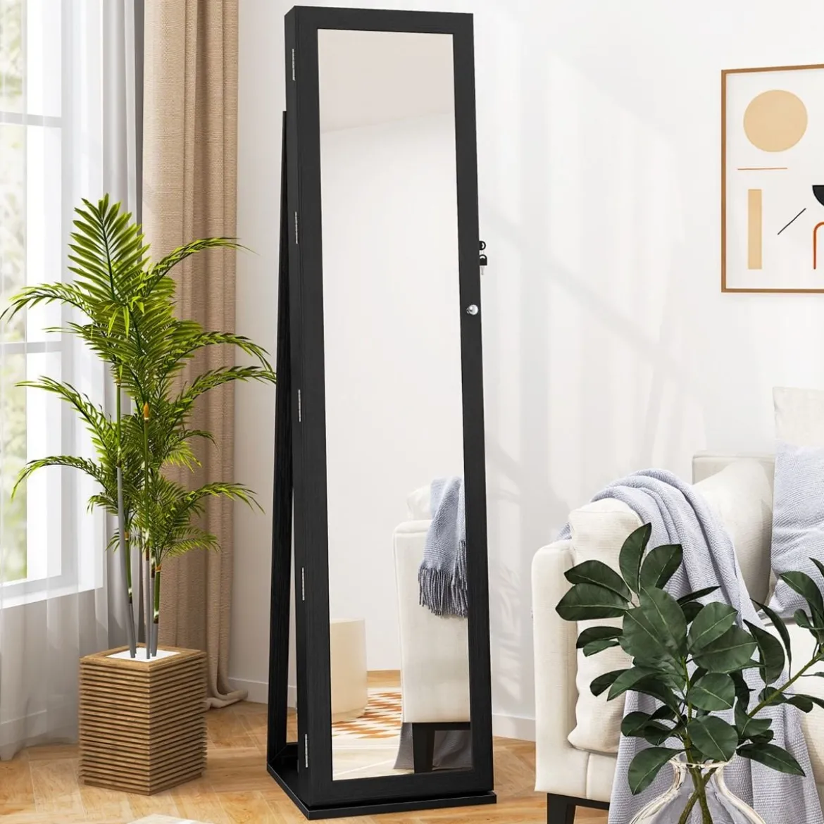 Schmuckschrank mit Ganzkörperspiegel & Integriertem Make-up Spiegel Spiegelschrank