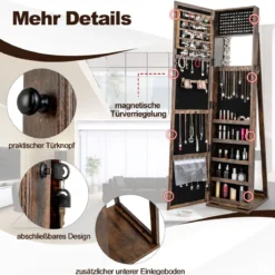 Schmuckschrank mit Ganzkörperspiegel & Integriertem Make-up Spiegel Spiegelschrank