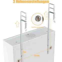 Schmuckschrank mit LED Abschließbarer Wand-/Türschmuckschrank mit Spiegel & 6 Schubläden Weiß
