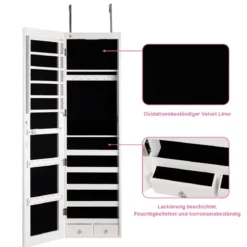 Schmuckschrank mit LED Beleuchtung Schmuckregal mit Spiegel Abschließbarer Spiegelschrank