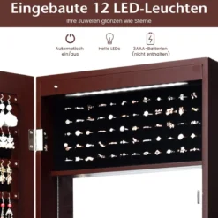 Schmuckschrank mit Spiegel Kosmetikschrank mit ausgekleideten Ablagen Haken & Fächern