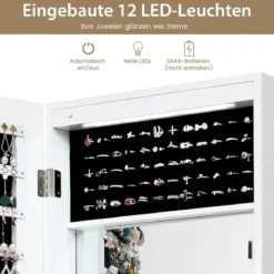 Schmuckschrank mit Spiegel Kosmetikschrank mit ausgekleideten Ablagen Haken & Fächern