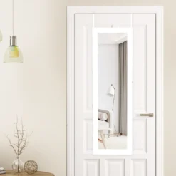 Schmuckschrank mit Spiegel Kosmetikschrank mit ausgekleideten Ablagen Haken & Fächern