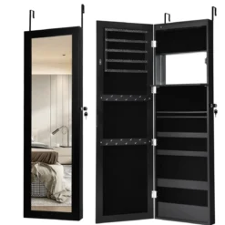 Schmuckschrank mit Spiegel Kosmetikschrank mit ausgekleideten Ablagen Haken & Fächern