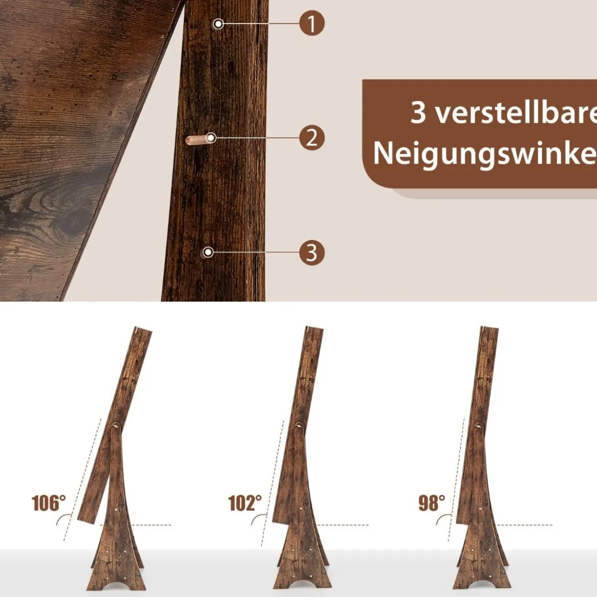Schmuckschrank mit Spiegel mit Beleuchtung Schmuck Spiegelschrank Braun/Weiß