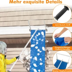 Schneerechen mit 5-teiliger Stange & Aluminiumrahmen & Rutschfestem Griff Silber