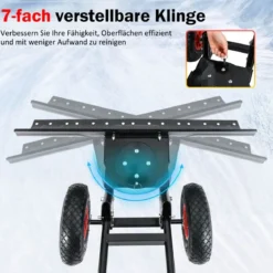 Schneeschaufel auf Rädern 91,5 cm Arbeitsbreite höhenverstellbar & Einstellbarer Winkel Schwarz