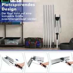 Schneeschaufel Dach mit Gummielippe & Klappbarem Schneeschild Alu Schneeräumer mit einziehbarem Griff