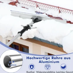Schneeschaufel Dach mit Gummielippe & Klappbarem Schneeschild Alu Schneeräumer mit einziehbarem Griff