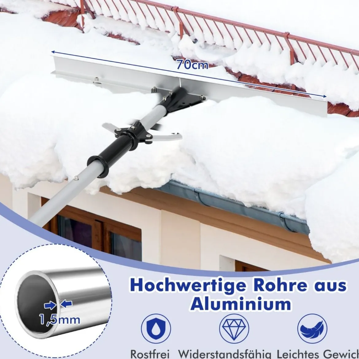 Schneeschaufel Dach mit Gummielippe & Klappbarem Schneeschild Alu Schneeräumer mit einziehbarem Griff