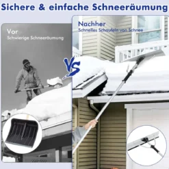 Schneeschaufel Dach mit Gummielippe & Klappbarem Schneeschild Alu Schneeräumer mit einziehbarem Griff