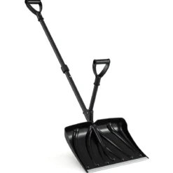 Schneeschaufel mit Hilfsgriff 135 cm lange leichte Schneeräumung mit 45 cm breiter Klinge Schwarz