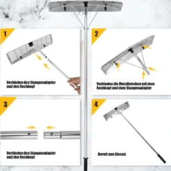 Schneeschaufel 1,48–6,08 m verstellbarer Dachrechen aus Aluminium Schneeräumer