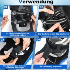 Schneeschuhe mit Steighilfe inkl. Trekkingstöcke & Tragetasche Schuhgröße 35-45 bis 90kg Blau