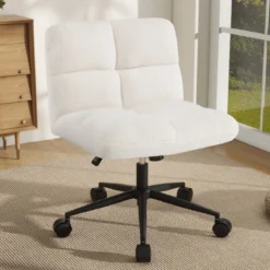 Schneidersitz Stuhl mit Rollen Drehstuhl ohne Armlehnen Schreibtischstuhl mit breiter Sitzfläche