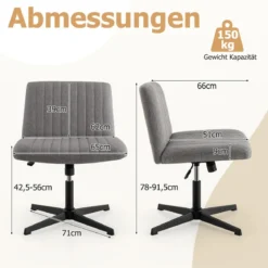 Schneidersitz Stuhl ohne Armlehnen Drehstuhl mit breiter Sitzfläche Schreibtischstuhl