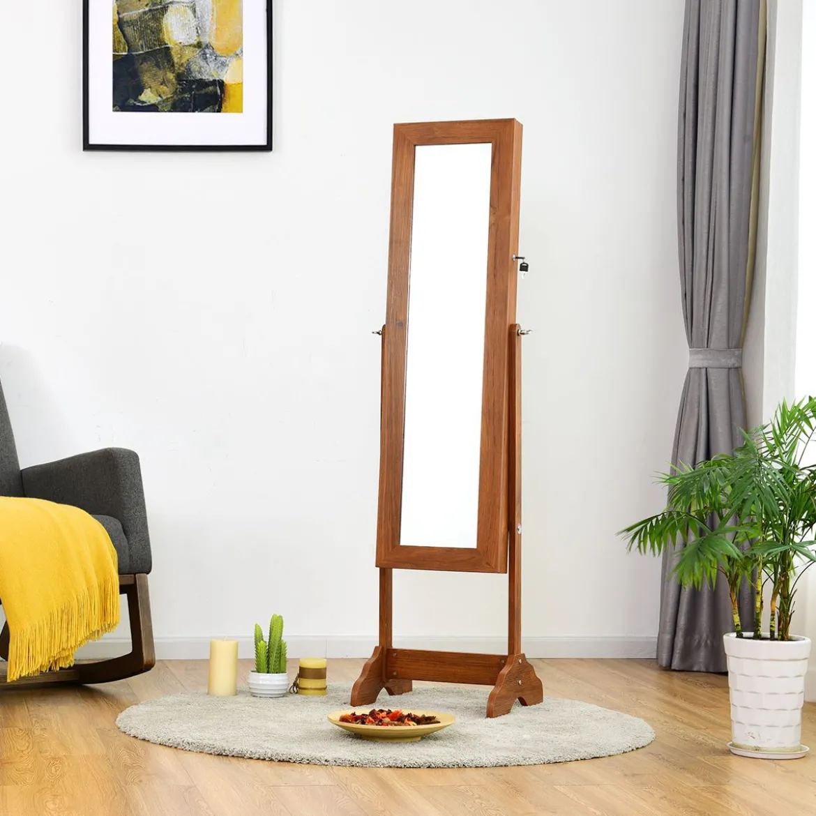 Schrank Schmuckschrank mit Spiegel Abschließbare Schränke 40 x 38 x 155 cm