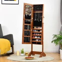 Schrank Schmuckschrank mit Spiegel Abschließbare Schränke 40 x 38 x 155 cm