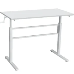 Schreibtisch Arbeitstisch mit Kurbel Computertisch höhenverstellbar 120 x 60 x 75-113 Weiß