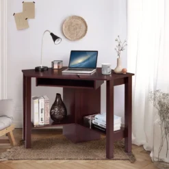 Schreibtisch Computerschreibtisch Computertisch Eckschreibtisch Winkelschreibtisch Braun
