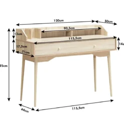 Schreibtisch Computertisch mit Schublade Bürotisch aus Massivholz PC-Arbeitsplatz 120 x 50 x 93 cm Natur