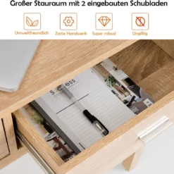 Schreibtisch Computertisch mit 2 Schubladen Bürotisch PC-Tisch Natur