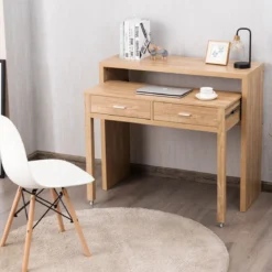 Schreibtisch Computertisch mit 2 Schubladen Bürotisch PC-Tisch Natur