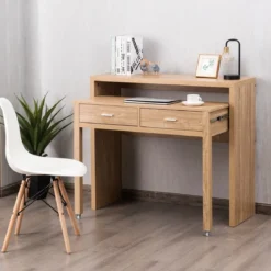 Schreibtisch Computertisch mit 2 Schubladen Bürotisch PC-Tisch Natur