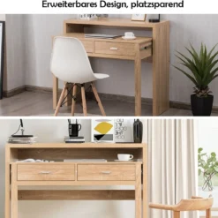Schreibtisch Computertisch mit 2 Schubladen Bürotisch PC-Tisch Natur
