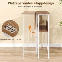 Schreibtisch Klappbar mit Robuster Metallkonstruktion & Ablagefach Computertisch Holz Natur