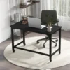 Schreibtisch mit Rollen & Metallrahmen Computertisch Bürotisch 120 x 60 x 76 cm Schwarz