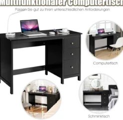 Schreibtisch mit 3 Schubladen & Anti-Kipp-Vorrichtung Computertisch 120 x 50 x 75 cm