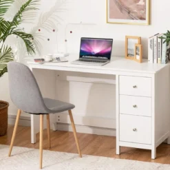 Schreibtisch mit 3 Schubladen & Anti-Kipp-Vorrichtung Computertisch 120 x 50 x 75 cm