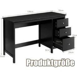 Schreibtisch mit 3 Schubladen & Anti-Kipp-Vorrichtung Computertisch 120 x 50 x 75 cm