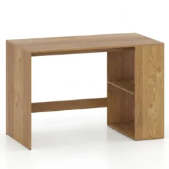 Schreibtisch mit Stauraum & 2 Offenen Seitenregalen Platzsparender Computertisch PC-Tisch Natur