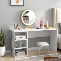 Schreibtisch mit Würfelförmigem Bücherregal Computertisch 140 x 50 x 75 cm Weiß