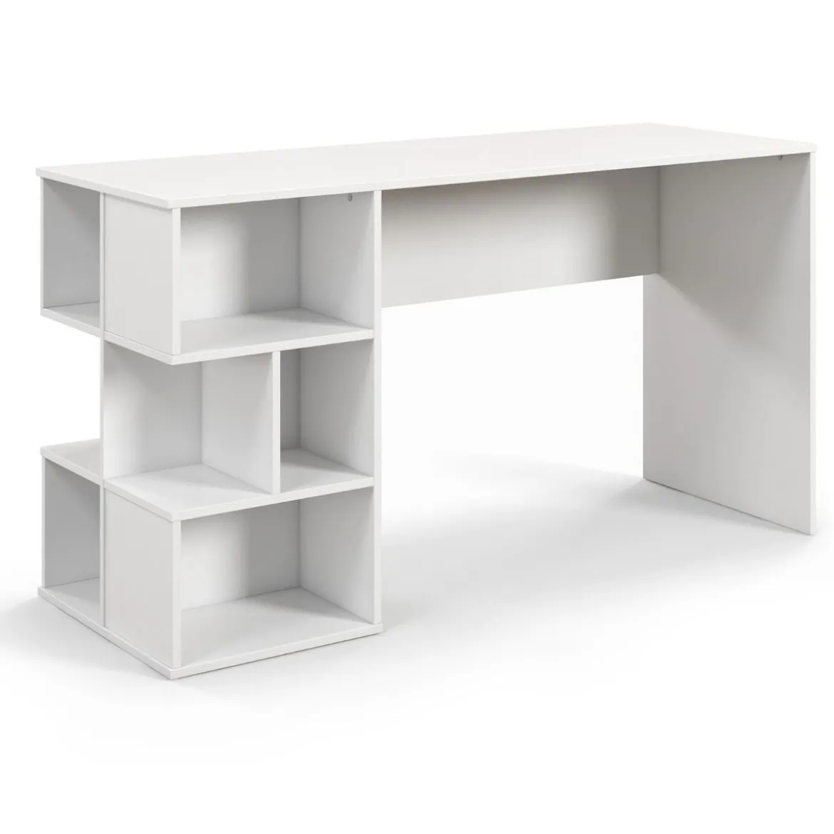 Schreibtisch mit Würfelförmigem Bücherregal Computertisch 140 x 50 x 75 cm Weiß