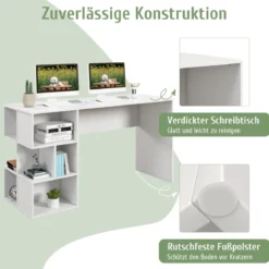 Schreibtisch mit Würfelförmigem Bücherregal Computertisch 140 x 50 x 75 cm Weiß