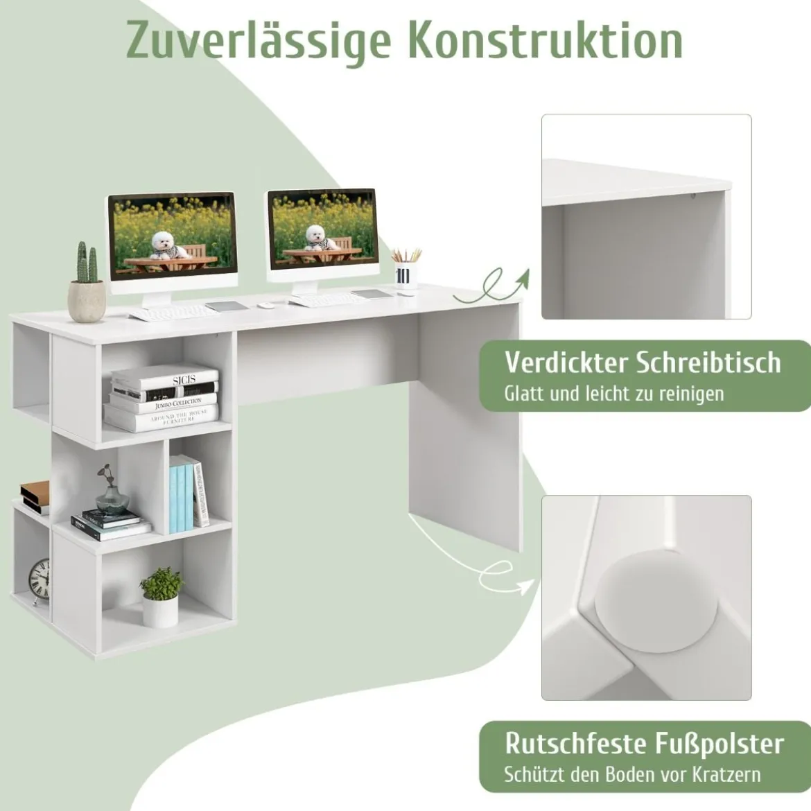 Schreibtisch mit Würfelförmigem Bücherregal Computertisch 140 x 50 x 75 cm Weiß