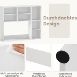Schreibtischregal Tischregal mit 7 Fächern Schreibtisch Aufsatzregal Bücherregal Weiß